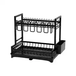 Namson Metal Dish Rack with Tray & Utensil Holders, Black, NA-8001