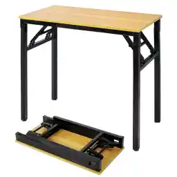 SKY-TOUCH Folding Table Multi Functional Standing Desk With Adjustable Height Legs,for Camping, Garden, Picnic,Coffee,Bbq,No Install Needed Yellow Color Desktop Black Frame(120x60x75cm)