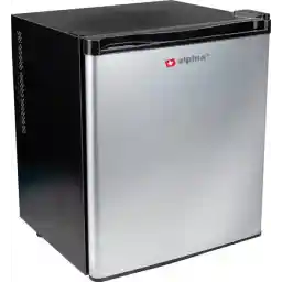 alpina Mini Koelkast 38L - Minibar Vrijstaand - Camping Koelkast en Drankenkoelkast met LED-Verlichting - Instelbare Temperatuur 6°C tot maximaal 22°C - Barkoelkast Geruisloos 65dB - Zilver/Zwart