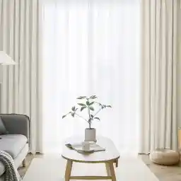 AIFY Curtain, 4-Piece Set (2 Drape Curtains, 2 Lace Curtains), Blocks Over 99.9% of Light, UV Protection, Small Windows, Shape Memory, Insulation, Energy Saving, Day/Night Privacy, Warm, Stylish,