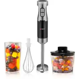 alpina Staafmixer Set HB6700F-N - Staafmixer met Hakmolen - Handmixer Elektrisch - Garde - Klopper - 1000W - Incl. 700ML Maatbeker - Mixer 4-in-1 - BPA-Vrij - RVS