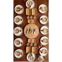 Bambum Atbyhome 12 Kişilik 79 Parça Seramik - Bambu Kahvaltı Takımı - Lüx Kahvaltılık Sunum Seti