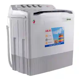 AKAI 14kg Twin-Tub Semi-Automatic Washing Machine, Turbo Wash, Powerful Pulsator, Energy Efficient, Easy Wash Timer, Spin Timer, 93WX 54DX104H in Cms, White WMMA-X015TT