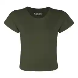 کراپ تیشرت آستین کوتاه زنانه ایزی دو مدل 3843059879 رنگ سبز تیره