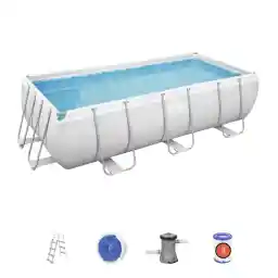 Bestway Power Steel Rectangular Frame Pool Set+ Filter Pump+Ladder+Dispenser 404X201X100Cm -26-56441