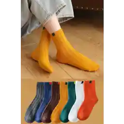 BGK 7 أزواج من الجوارب الطويلة المضلعة الملونة للرجال والنساء