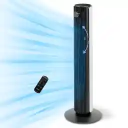 Levoit - DC Motor Large Tower Fan - Very Quiet Fan - Fan with Remote Control Cooling - 90° Oscillating Tower Fan - 7.9 m/s Speed - Floor Fan 4 Modes / 12 Levels / 12 Hours Timer