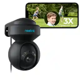 Reolink 5MP PTZ Outdoor Surveillance Camera, WiFi, 3X Optical Zoom, 2.4/5GHz WiFi Camera Outdoor with Automatic Tracking, Person/Vehicle Detection, Full Colour Night Vision, E1 Outdoor Black