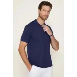 Tudors Erkek Slim Fit Dar Kesim Pamuklu Yumuşak Dokulu Serin Tutan Kumaş Düz Pike Lacivert Polo Yaka Tişört