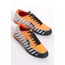 Tonny Black Unisex Black Patterned Lace-Up Astroturf Shoes