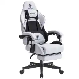 Dowinx LS-6658B01 Office Chair, Gaming Chair, Breathable, Fabric, High Resilience, Pocket Coil Cushion, WFH, Office Chair, Gray & Green