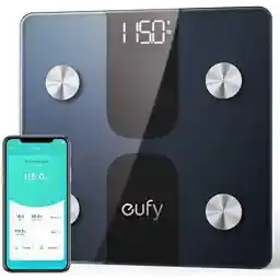 eufy Smart Scale C1 with Bluetooth, Body Fat Scale, Wireless Digital Bathroom Scale, 12 Measurements, Weight/Body Fat/BMI, Fitness Body Composition Analysis, Black, lbs/kg.