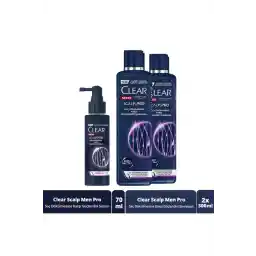 Clear Men Scalp Pro Güçlendirici Şampuan X2 ve Güçlendirici Serum Saç Dökülmesine Kepeğe Karşı