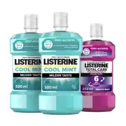 Listerine, Cool Mint Daily Mouthwash, Milder Taste, Mint Flavour, 250ml