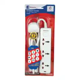 Sirocco Extension Socket 3 Way, 2m, White, W3903S