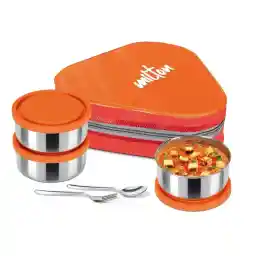 Milton Triyum Round Tiffin Box Set with Bag, 1 Pc, Assorted, KB226