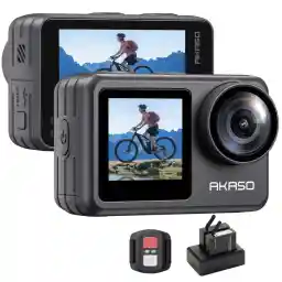 AKASO Brave 7 LE Action Camera, 4K, 20 MP, IPX7 Waterproof, 40 M Waterproof, Underwater Camera, Six Axis Image Stabilization, Dual Color Screen, Touch Panel Type, Time-Lapse, WiFi/Type-C External