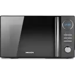 MEDION 3-in-1 magnetron met grill- en heteluchtfunctie (23 liter, 900 watt, 1.000 watt grill, 1.680 watt hetelucht, 10 automatische programma's, ontdooifunctie, display, MD11493) zwart