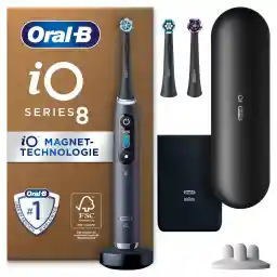 Oral-B iO Series 8 Plus Edition Electric Toothbrush, Plus 3 Toothbrush Heads Including Whitening, Magnetic Case, 6 Cleaning Modes, Designed by Braun, Gift for Men and Women, Black Onyx