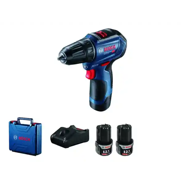 Bosch Professional GSR 12V-30 Akülü Delme Vidalama Makinesi (12 Volt, 2 x 2,0 Ah Akü, Şarj Cihazı, Yumuşak/Sert Tork: 18/30 Nm; Plastik Çanta