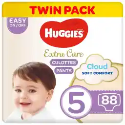Huggies Extra Care Culottes, Size 5, 12-17 kg, Twin Jumbo Pack, 88 Diaper Pants