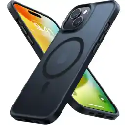 TORRAS iPhone 14/13 Case, Magnetic, Wireless Charging, Translucent, Shockproof, Matte, Full Bumper Protection, No Yellowing, Strap Hole Included, Cover for iPhone 14, Compatible with Magsafe, Black