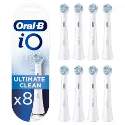 Oral-B iO Ultimate Clean Opzetborstels Voor Elektrische Tandenborstel, Wit, Verpakking Van 8 Stuks, Geschikt Voor Brievenbus