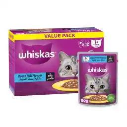 Whiskas Ocean Fish Wet Cat Food 80g Pouches (Pack of 12)
