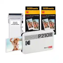 KODAK Mini 2 Retro 4PASS Mobile Photo Printer 5.3 x 8.6 cm Pack of 68 Sheets White