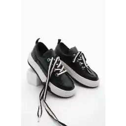 Marjin حذاء رياضي نسائي بنعل سميك روفا أسود