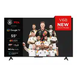 TCL 55V6B 55 Inch 4K Ultra HD, HDR TV, Smart TV Supported by Google TV (Dolby Audio, Motion Clarity, Voice Control, Compatible with Google Assistant, Chromecast Built-In