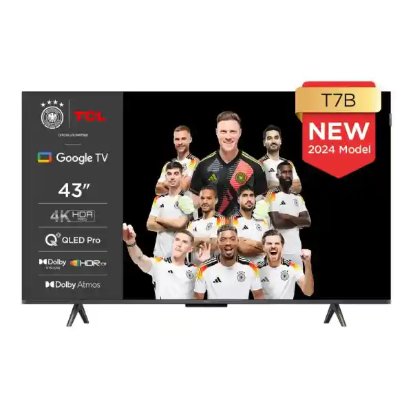 TCL 43T7B 43 Inch QLED Pro TV, 4K Ultra HD, HDR Pro, Smart TV Supported by Google TV (Dolby & Atmos, Motion Clarity, Hands-Free Voice Control, Compatible with Google Assistant & Alexa)