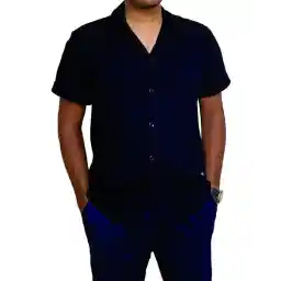 پیراهن مردانه آستین کوتاه کبریتی مشکی دیورسو Diverso کد 4485