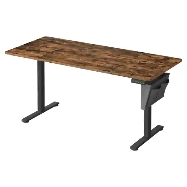 SONGMICS Elektrisch in hoogte verstelbaar bureau, 160 x 70 x (72-120)cm, verstelbare tafel, geheugenfunctie voor 4 hoogtes, voor thuiskantoor, studeerkamer, vintage bruin-inktzwart LSD136K01