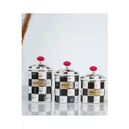 ACAR Kitchen Beyond Dama Desen Siyah-krem Emaye 3 Lü Kavanoz 0516 Fma088423