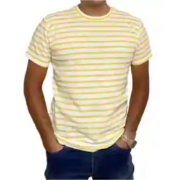 تی شرت مردانه یقه گرد سفید زرد دیورسو Diverso کد 4500