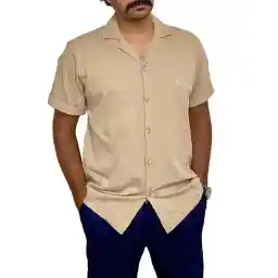 پیراهن مردانه آستین کوتاه کبریتی کرم دیورسو Diverso کد 4486