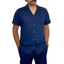 پیراهن مردانه آستین کوتاه کبریتی سرمه ای دیورسو Diverso کد 4484