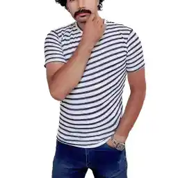 تی شرت مردانه یقه گرد سفید مشکی دیورسو Diverso کد 4499