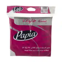 دستمال کاغذی 250 برگ پاپیا مدل 009 بسته 8 عددی
