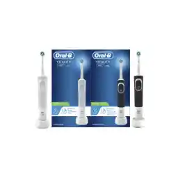 Vitality D100 Black And White 1+1 Free Bundle Electric Rechargeable Toothbrush, 2 Minutes Timer, Cross Action Brush Head, With Uae 3 Pin Plug