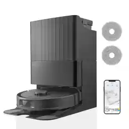 roborock Qrevo S Robot Vacuum Cleaner with Mop Function, 7000 Pa HyperForce® Cleaning Power, 45 dB(A) Quiet Drying, PreciSense® LiDAR Navigation, Additional 2 Mops, Robot Vacuum Cleaner Set, Black