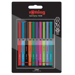 rOtring Fineliner, İnce Keçe Uçlu Kalem 0.4 mm, 10'lu Paket, Karışık Renkler