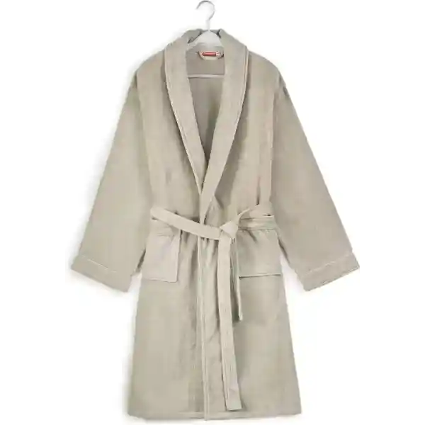 Badjas katoen - ochtendjas voor hem & haar - dames & heren - velours katoenen badjas - betaalbare luxe - Beige - maat L
