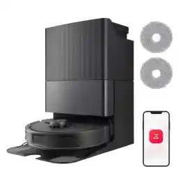 roborock Qrevo Master Robot Vacuum Cleaner with Mop Function and Lifting Mop, FlexiArm Design™, HyperForce® Suction Power of 10,000 Pa, Additional 2 Mops, Robot Vacuum Cleaner Set (Black)