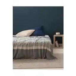 Madame Coco Denney Single Bedspread - Ecru/indigo