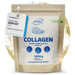 Collagen Powder 1 kg – Collagen Hydrolysate Peptides Type I, II & III – Flavorless Protein Powder – Made in Germany – Wehle Sports (1000g (1 pack)) - Packaging may vary.