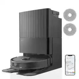 roborock Qrevo Pro Robot Vacuum Cleaner Set with Mop Function and Lifting Mop, 7000 Pa, FlexiArm Design™ Edge Cleaning, 60 °C Hot Water Mop Wash, Additional 2 Mops, Robot Vacuum Cleaner Set (Black)