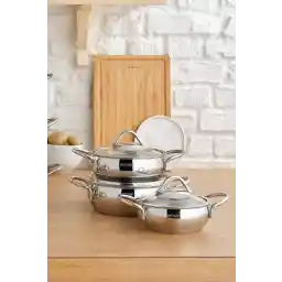 Emsan Cemre 6 Piece Steel Pan Set with Induction Base