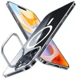 TORRAS Smartphone Case, 6.3 Inches, Supports Wireless Rapid Charging, Lens Stand, Ultra Thin, Lightweight, No Yellowing, "UPRO Lstand Sleek" Clear